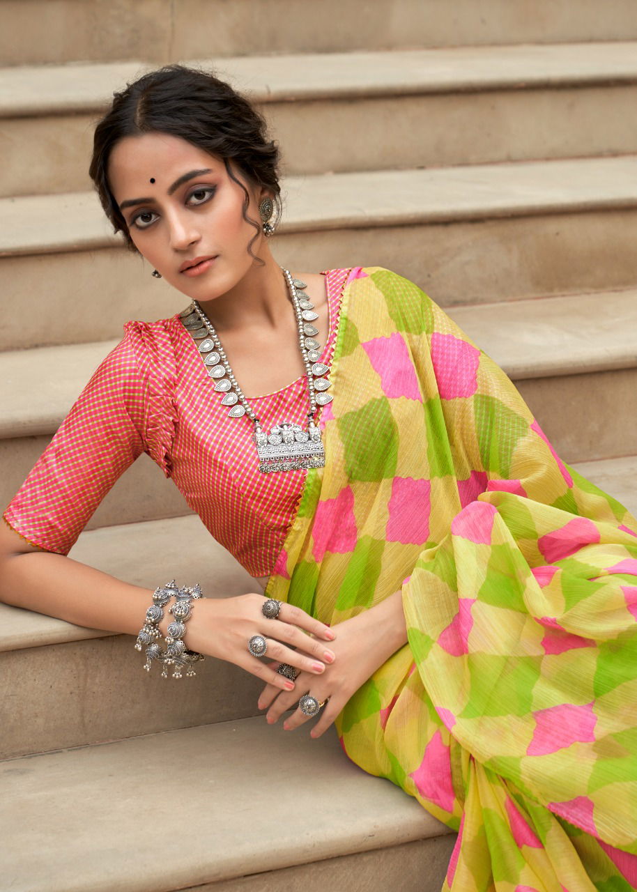 Kashvi Tanishq Fancy Printed Designer Chiffon Ethnic Wear Saree Collection 